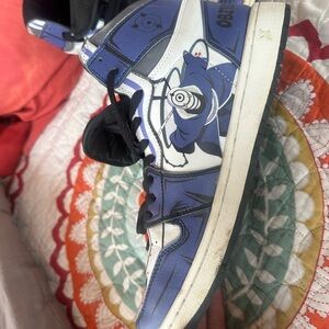 Obito - Japanese Animé Character Blue and White High-Top Sneakers